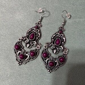 Elegant  Purple Filigree Earrings